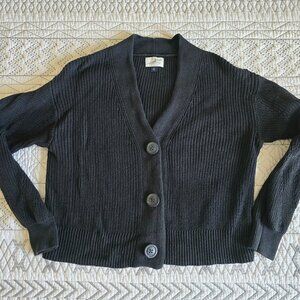 Universal Thread Ribbed Knit Black Grandad Sweater Size XS EUC